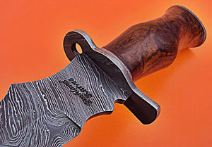 RG-187 Handmade Damascus 15.1 inch Hunting Knife gorgeous twisted pattern, Rose Wood & Damascus Steel Guards Handle