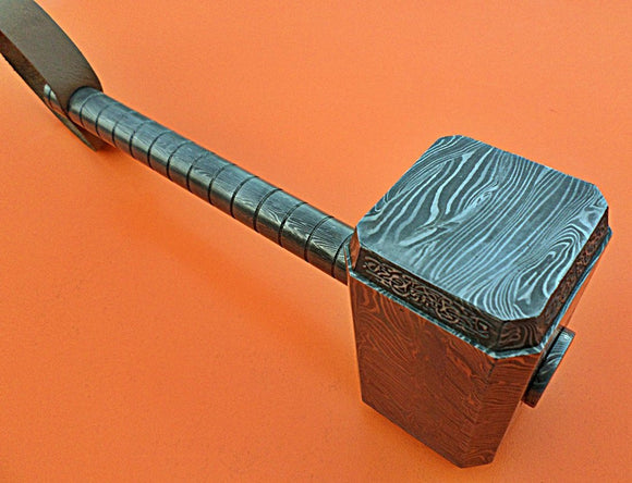 PLK-555, Handmade Full Damascus Steel Hammer – Great Piece of Art – Fully Functional