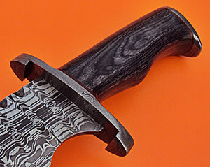 RG-234, Custom Handmade Damascus Steel 17.00 Inches Hunting Knife - Stunning Black Pakka Wood Handle with Damascus Steel Guard