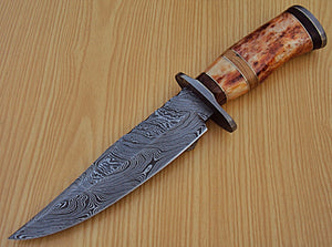 RG-11 Custom Handmade Damascus Steel 11.6" Inches Hunting Knife.