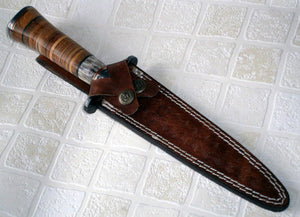 RAM-79, Handmade Damascus Steel 12 Inches Dagger Knife – Exotic Wood and Leather sheet Handle  with Damascus Steel Guard