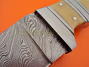 CF-50 Custom Handmade Damascus Steel Chef Knife-  Beautiful Camel Bone Handle with Stainless Steel Bolsters