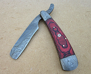 RZ-33, Custom Handmade Damascus Steel Straight Razor - Beautiful Doller Sheath Handle