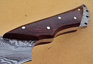 RG-210, Handmade 10.40 Inches Full Tang Damascus Steel Bowie Knife – Beautiful Rose Wood Handle