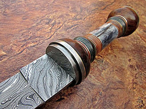 SW-149, Handmade Damascus Steel 25 Inches Sword - Best Quality Walnut Wood & Colored Bone Handle with Damascus Steel Guard