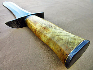 RAM-DG-325, Handmade Damascus Steel 15 Inches Dagger Knife – Exotic Appricots Wood Handle with Damascus Steel Guard