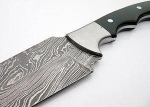 CF-58 Custom Handmade Damascus Steel 11.40 Inches Chef Knife - Beautiful Dark Green Micarta Handle with Stainless Steel Bolsters