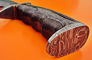 RG-208- Handmade Damascus Steel 17.2 Inches Bowie Knife - Pakka Wood Handle