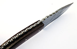 BC-205, Custom Handmade Full Tang Damascus Steel Skinner Knife - Brown Jute Micarta Handle