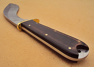 RG-207 Handmade Hi Carbon Steel 15.4 inches Kukri Knife - Beautiful Black Brown Micarta Handle