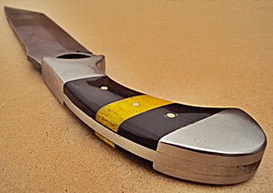 RG-67 Handmade Damascus Steel 12.20 Inches Bowie Knife - Colored Bone and Bull Horn Handle with Stainless Steel Bolsters