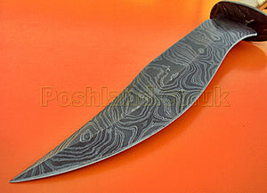 RG-160, Custom Handmade 14 Inches Damascus Steel Hunting Knife - Beautiful Brass Handle with Damascus Steel Guards