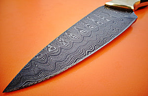 BC-76 Custom Handmade Damascus Steel Skinner Knife - Beautiful Bull Horn Handle with Brass Bolster
