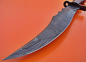 RG-187 Handmade Damascus 15.1 inch Hunting Knife gorgeous twisted pattern, Rose Wood & Damascus Steel Guards Handle