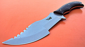 TR-32 Custom Handmade D2 Tool Steel Tracker Knife- Black Jute Micarta Handle