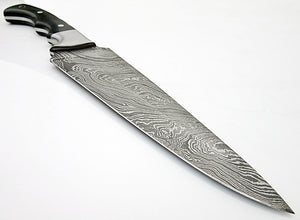 CF-58 Custom Handmade Damascus Steel 11.40 Inches Chef Knife - Beautiful Dark Green Micarta Handle with Stainless Steel Bolsters