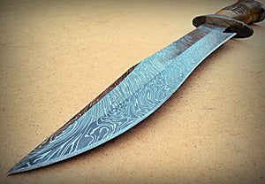 REG-Hk-204, Handmade Damascus Steel 16.3 Inches Bowie Knife - Beautiful Work on Apricots Wood Handle