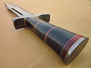 RG-42 Custom Handmade 15.4 Inches Damascus Steel Bowie Knife - Beautiful Black G-10 Micarta Handle with Damascus Steel Guard