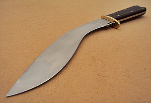 RG-207 Handmade Hi Carbon Steel 15.4 inches Kukri Knife - Beautiful Black Brown Micarta Handle