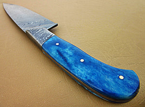 CF-315  Handmade Damascus Steel Chef Knife – Solid Colored Bone Handle with Damascus Steel Bolsters