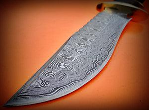 RG-72 Handmade Damascus Steel 12 Inches Hunting Knife - Perfect Grip Rose Wood Handle