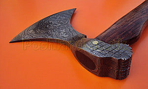 AX-40 Custom Handmade Damascus Steel 17.4 Inches Axe - Solid Rose Wood Handle with Fitting