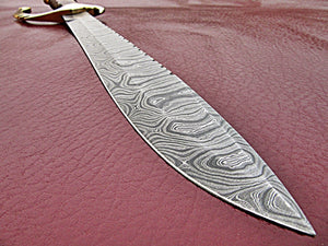 RG-236 Handmade Damascus Steel 19.00 Inches Bowie Knife - Perfect Grip Rose Wood Handle with Beautiful Brass Guard