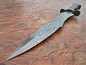 DG-23 Handmade Damascus Steel 16 Inches Dagger/Hunting Knife - Solid Rose Wood Handle