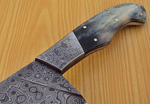 CP-17 Damascus Steel Chef Knife- Damascus Steel Bolster & Stained Bone Handle.