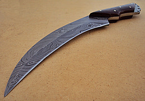 RG-210, Handmade 10.40 Inches Full Tang Damascus Steel Bowie Knife – Beautiful Rose Wood Handle
