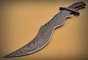 RG-186 Handmade 15.00 Inches Damascus Steel Bowie Knife – Beautiful Rose Wood Handle