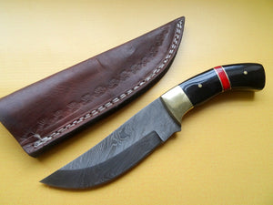 Stunning Handmade Damascus Steel 8.25" Inches Knife With Bull Horn and Wood Handle - (Item Code : BK 2125)