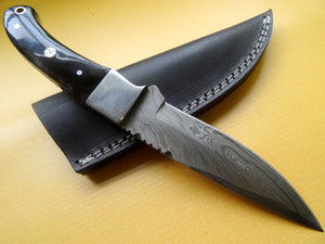 BC-154 Stunning Handmade Damascus Steel 9" Inches Knife With Bull Horn Handle -