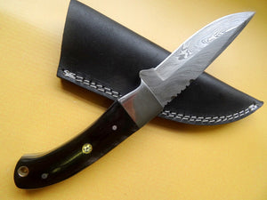 BC-154 Stunning Handmade Damascus Steel 9" Inches Knife With Bull Horn Handle -