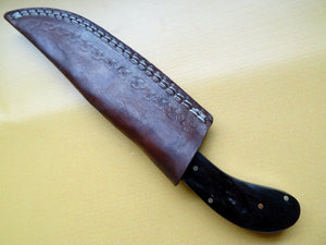 Stunning Handmade Damascus Steel 8.25" Inches Knife With Bull Horn and Wood Handle - (Item Code : BK 2140)