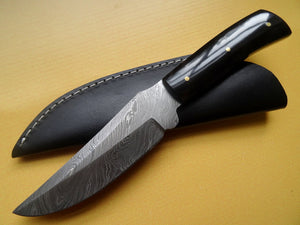 Stunning Handmade Damascus Steel 9" Inches Knife With Bull Horn Handle - (Item Code : Z- 224)