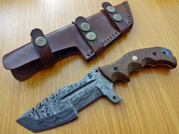 TR-301 Custom Handmade Damascus Steel Tracker Knife- Stunning Micarta Handle