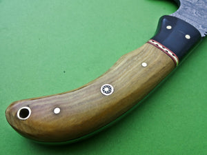 Ax-H-001,Custom Handmade Damascus Steel 9 Inches Axe - Exotic Wood and Bull Horn Handle