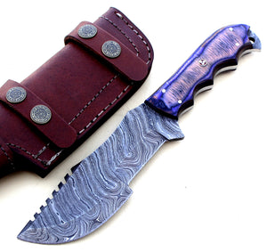 TR-2152, Custom Handmade DEMASCUS STELL Full Tang Tracker Knife –BEUTIFULL Dollar Sheath Handle
