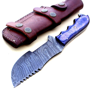 TR-2152, Custom Handmade DEMASCUS STELL Full Tang Tracker Knife –BEUTIFULL Dollar Sheath Handle