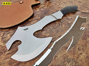 AX-17 Custom Handmade 15.2 Inches Hi Carbon Steel Axe - Beautiful Colored Doller Sheet Handle with Carbon Steel Bolsters