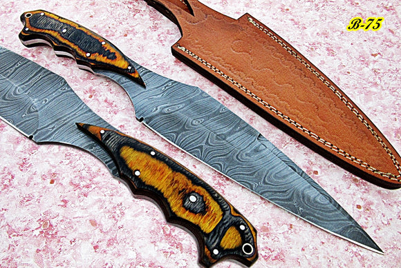 RG-75 Handmade Damascus Steel 14.4 inches Hunting Knife - Beautiful Two Tone Micarta Handle