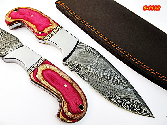 BC-108 Custom Handmade Damascus Steel Skinner Knife - Beautiful Doller Sheath Handle with Stainless Steel Bolster