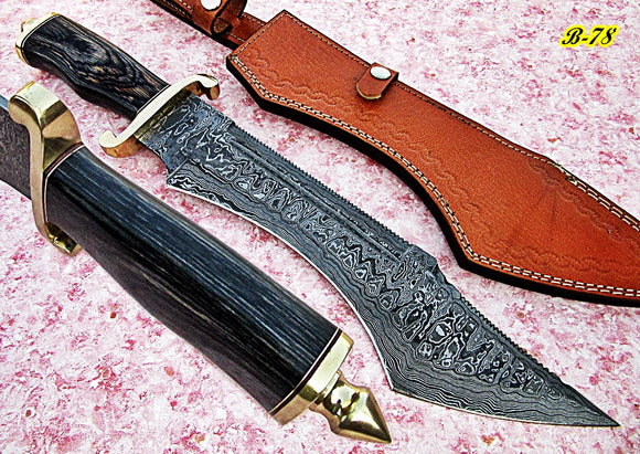 RG-78 Handmade Damascus Steel 19.4 inches Hunting Knife - Best Quality Doller Sheet Handle with Brass Guard