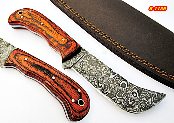 BC-107 Custom Handmade Damascus Steel Skinner Knife - Best Quality Doller Sheath Handle