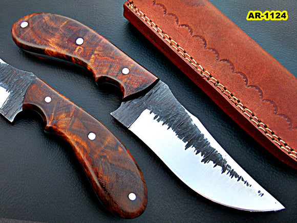 BC-112, Custom Handmade Hi Carbon Steel Skinner Knife - Exotic Rose Wood Handle