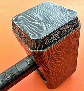 PLK-555, Handmade Full Damascus Steel Hammer – Great Piece of Art – Fully Functional