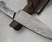 CF-36 Damascus Steel Chef Knife- Damascus Steel Bolster & Colored Bone Handle