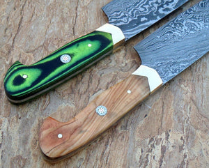Countryside 02 Style Chef Knife Pair - Micarta & Olive Wood Handle