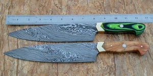 Countryside 02 Style Chef Knife Pair - Micarta & Olive Wood Handle